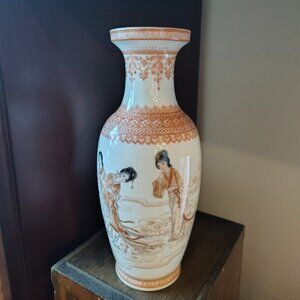 1970’s Chinese porcelain ProC Vases Ladies in a Garden Qianlong Mark